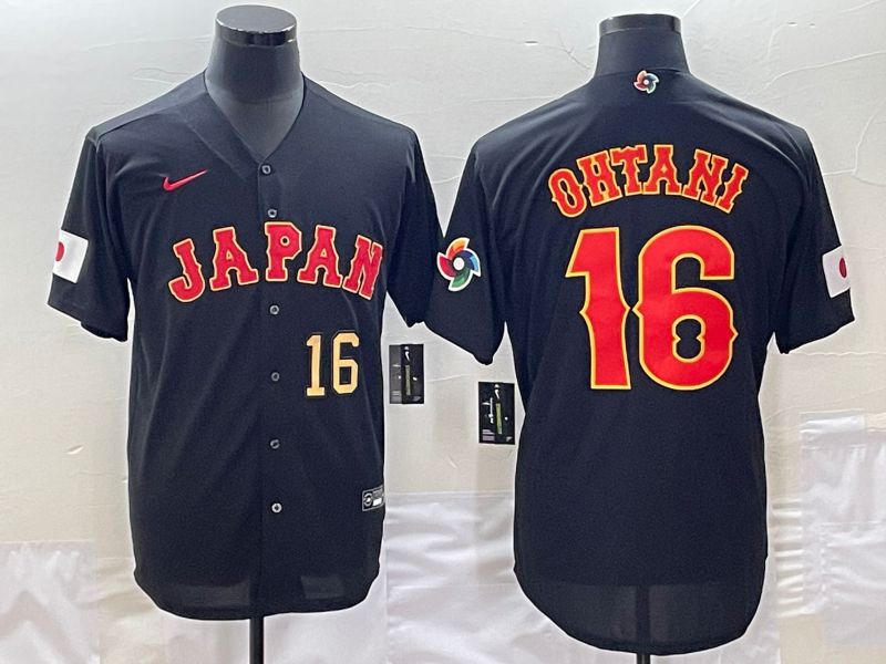 Men 2023 World Cub Japan #16 Ohtani Black Nike MLB Jersey7->more jerseys->MLB Jersey